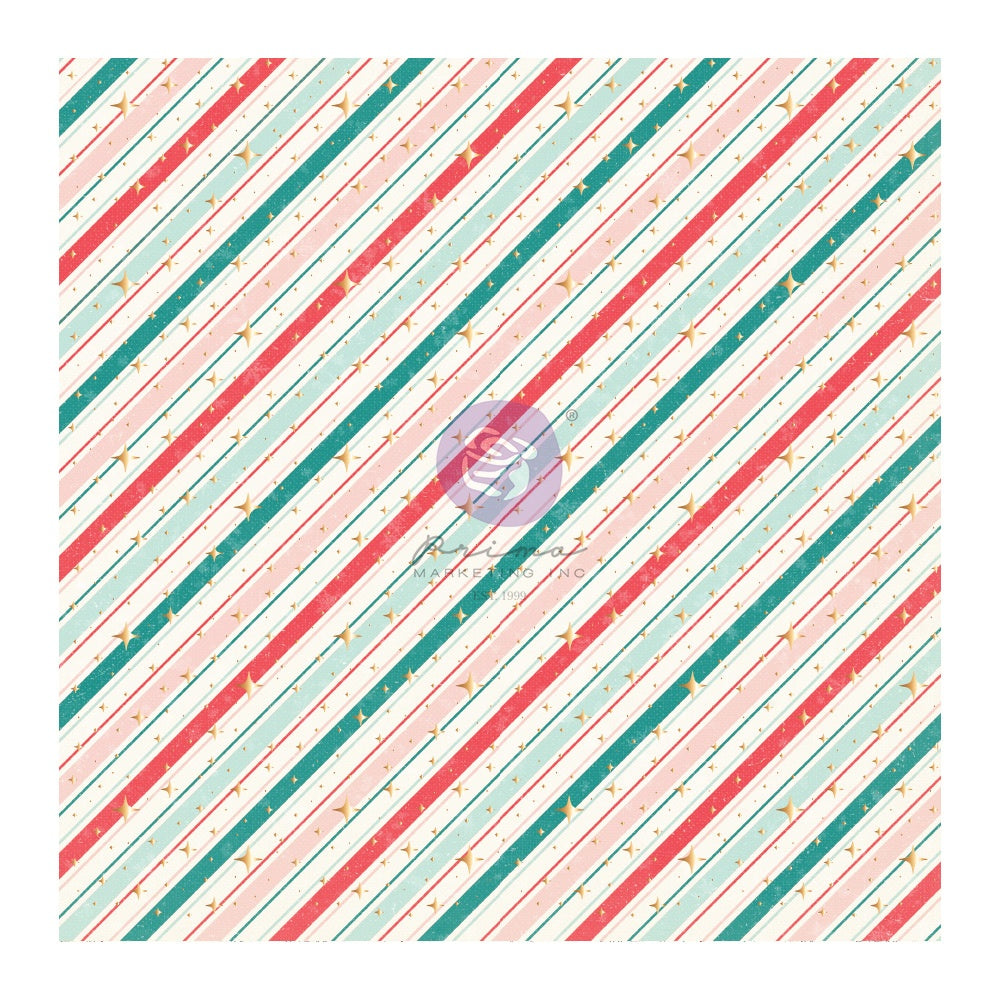 Candy Cane Lane Single-Sided Acetate 12"X12" - w/foil details