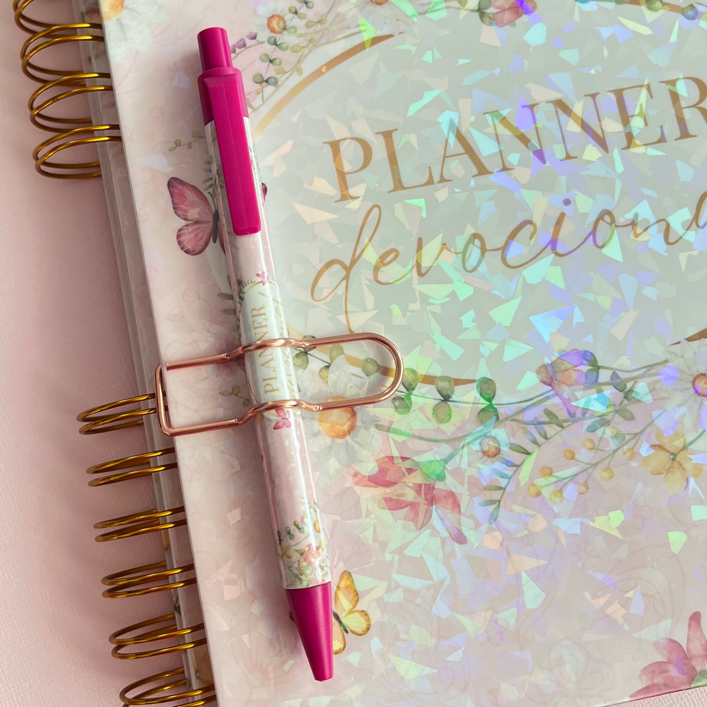 Cross-shaped pen holder paper clip - Rose gold