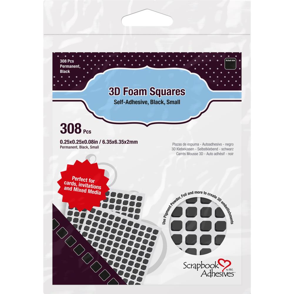 Scrapbook Adhesives 3D Self-Adhesive Foam Squares 308/Pkg - Black .25"x.25"