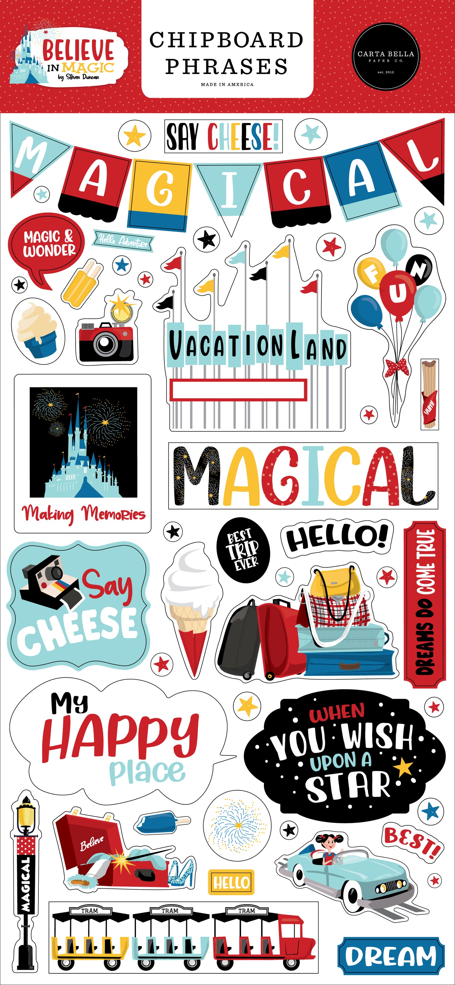 Believe In Magic 6x13 Chipboard Phrases