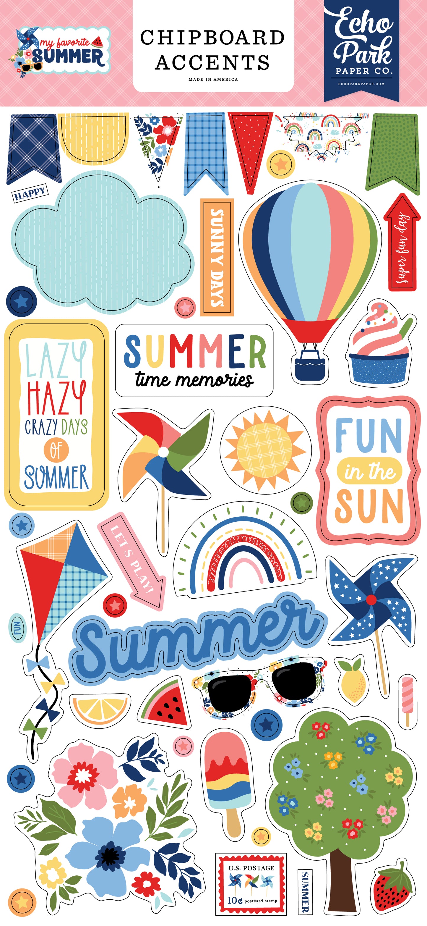 My Favorite Summer 6x13 Chipboard Accents