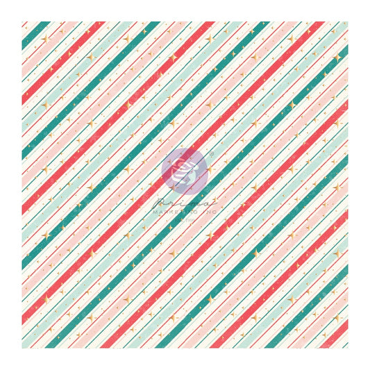 Candy Cane Lane Single-Sided Acetate 12"X12" - w/foil details