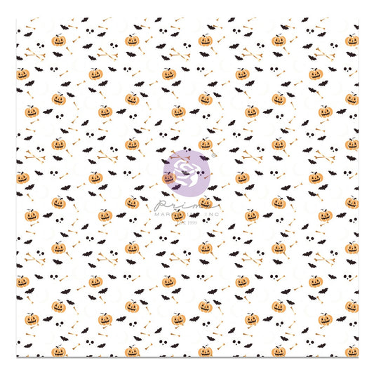 Luna Single-Sided Acetate 12"X12" - Skull, Moon & Pumpkins w/foil details