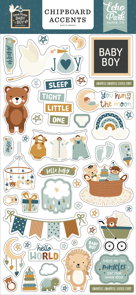 Special Delivery Baby Boy 6x13 Chipboard Accents