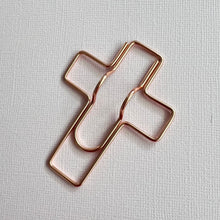 Load image into Gallery viewer, Cross-shaped pen holder paper clip - Rose gold
