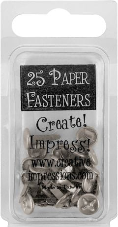 Creative Impressions Metal Paper Fasteners 10mm 25/Pkg - Screw heads/Pewter