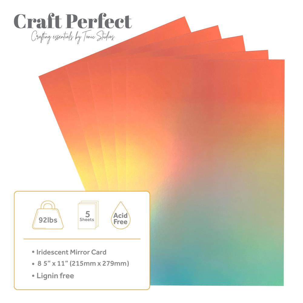 Craft Perfect Ombre Iridescent Mirror Cardstock 8.5"X11" - Blushing Mermaid (5 sheets)