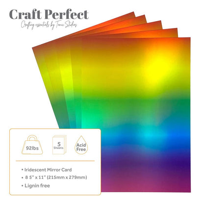 Craft Perfect Ombre Iridescent Mirror Cardstock 8.5"X11" - Rainbow Hues (5 sheets)