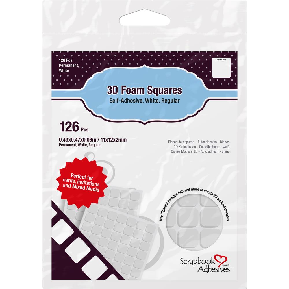 Scrapbook Adhesives 3D Self-Adhesive Foam Squares 126/Pkg - White .5"x.5"