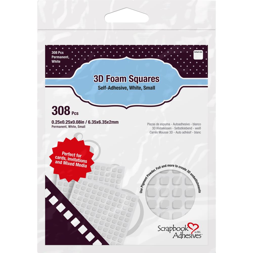 Scrapbook Adhesives 3D Self-Adhesive Foam Squares 308/Pkg - White .25"x.25"
