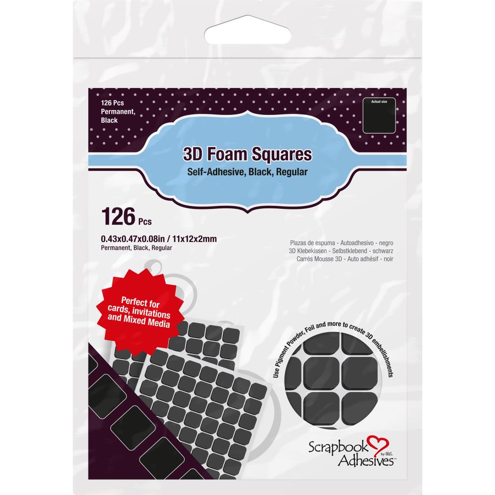 Scrapbook Adhesives 3D Self-Adhesive Foam Squares 126/Pkg - Black .5"x.5"
