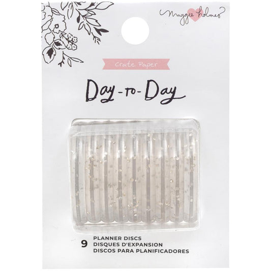 Maggie Holmes Day-To-Day Planner Discs 1.5" 9/Pkg - Gold Glitter