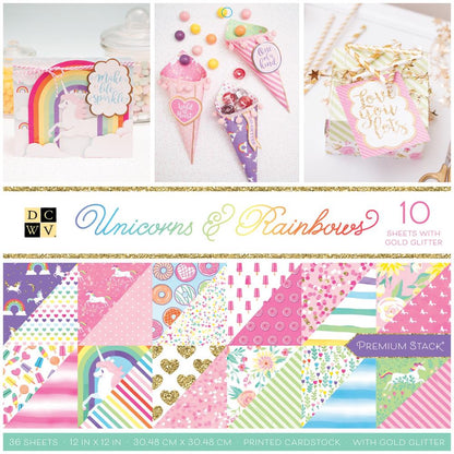 DCWV Cardstock Stack 12"X12" 36/Pkg - Unicorns & Rainbows
