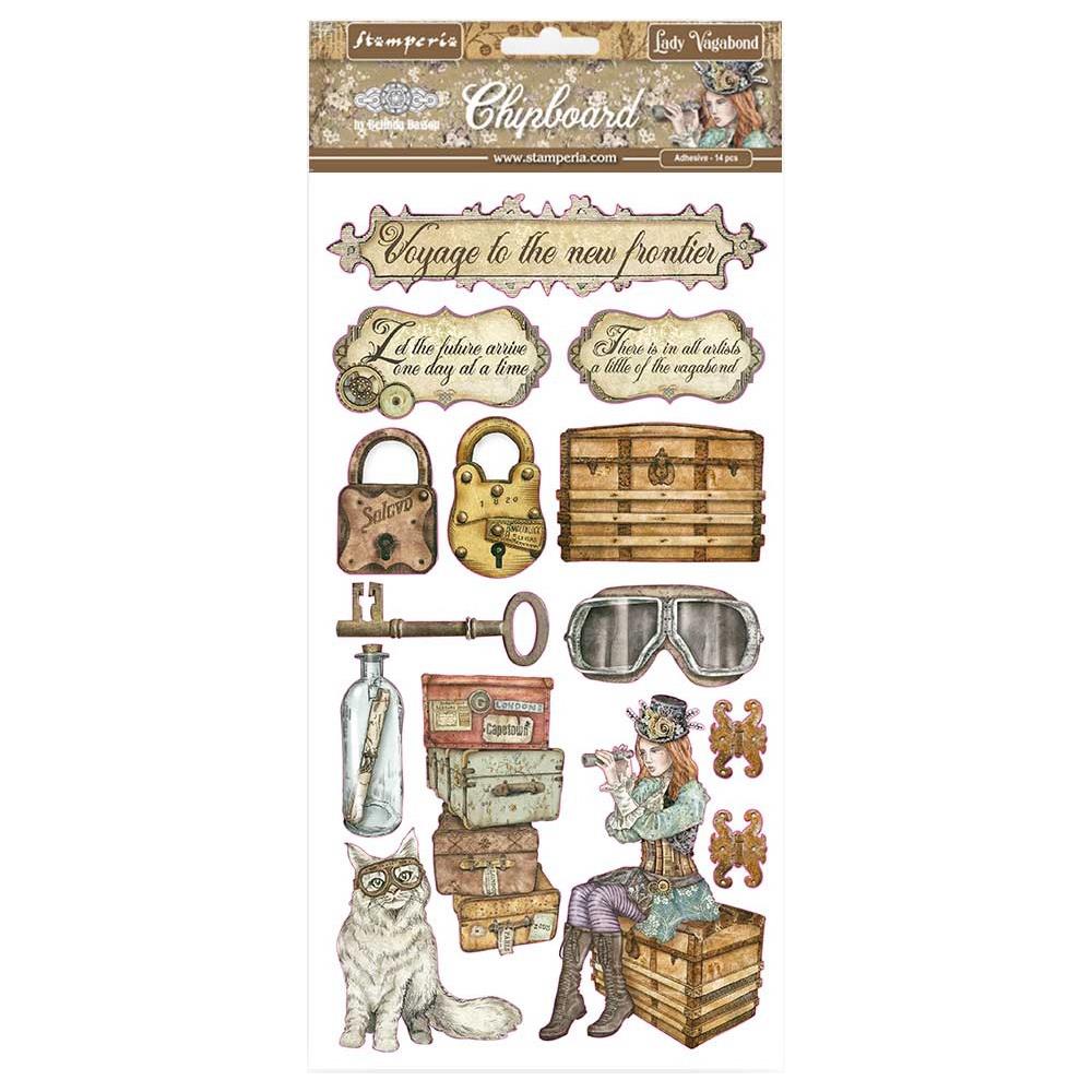 Stamperia Adhesive Chipboard 6"X12" - Lady Vagabond