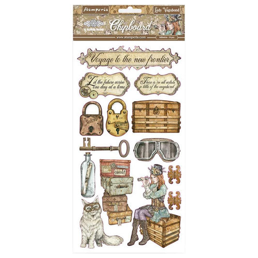 Stamperia Adhesive Chipboard 6"X12" - Lady Vagabond