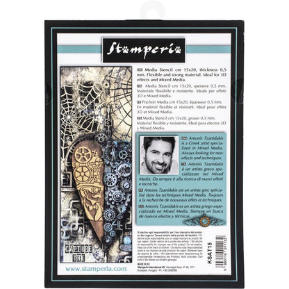 Stamperia Stencil 5.90"X7.87" - Wallpaper & Compass, Sir Vagabond