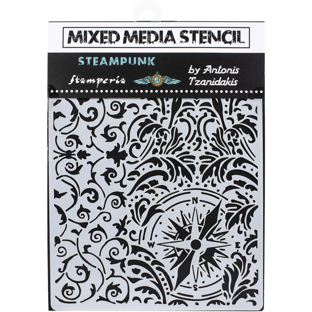 Stamperia Stencil 5.90"X7.87" - Wallpaper & Compass, Sir Vagabond