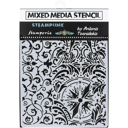 Stamperia Stencil 5.90"X7.87" - Wallpaper & Compass, Sir Vagabond