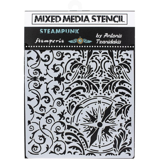 Stamperia Stencil 5.90"X7.87" - Wallpaper & Compass, Sir Vagabond