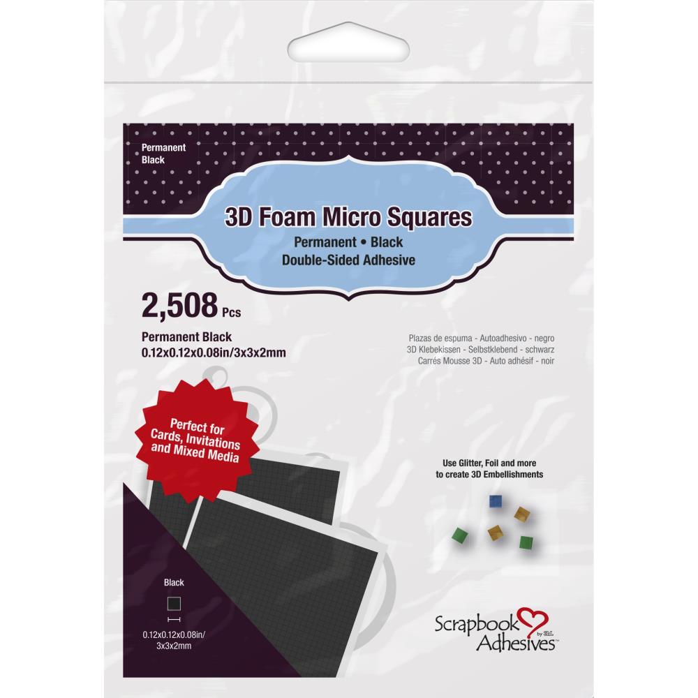 Scrapbook Adhesives 3D Foam Micro Squares 2508/Pkg - Black .12"x.12"