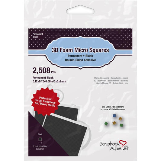 Scrapbook Adhesives 3D Foam Micro Squares 2508/Pkg - Black .12"x.12"