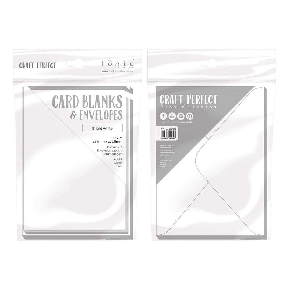 Craft Perfect Card Blanks & Envelopes (10/pack) - Bright White 5"x7"