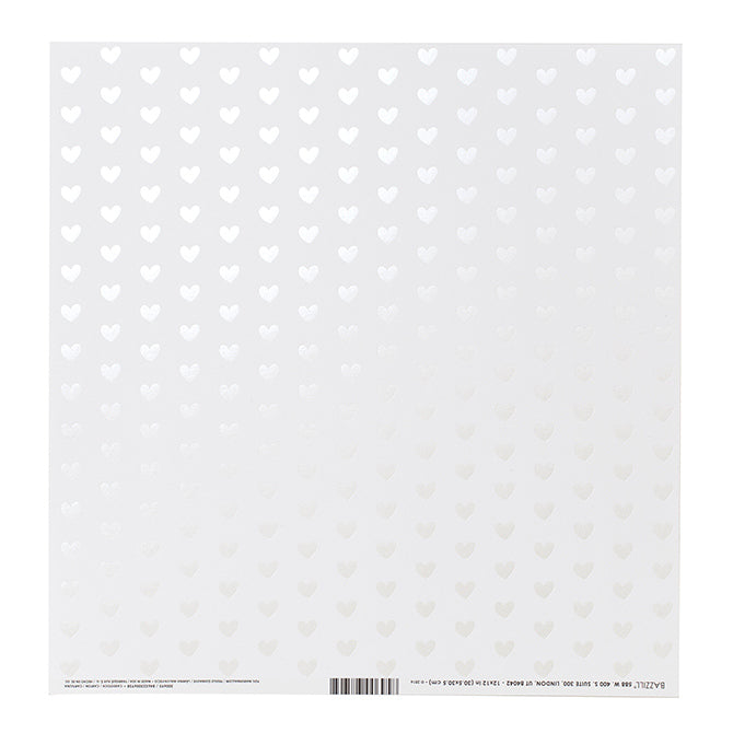 Bazzill 12x12 Trends Cardstock - Foil Hearts Marshmallow