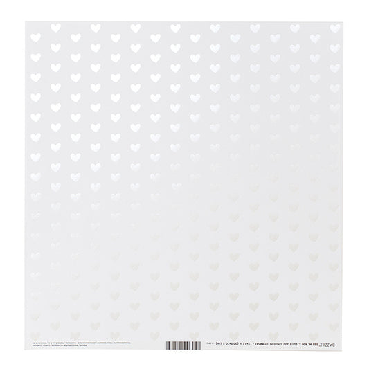 Bazzill 12x12 Trends Cardstock - Foil Hearts Marshmallow