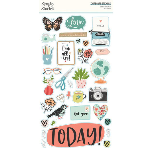 Life Captured 6x12 chipboard stickers (33 stickers)