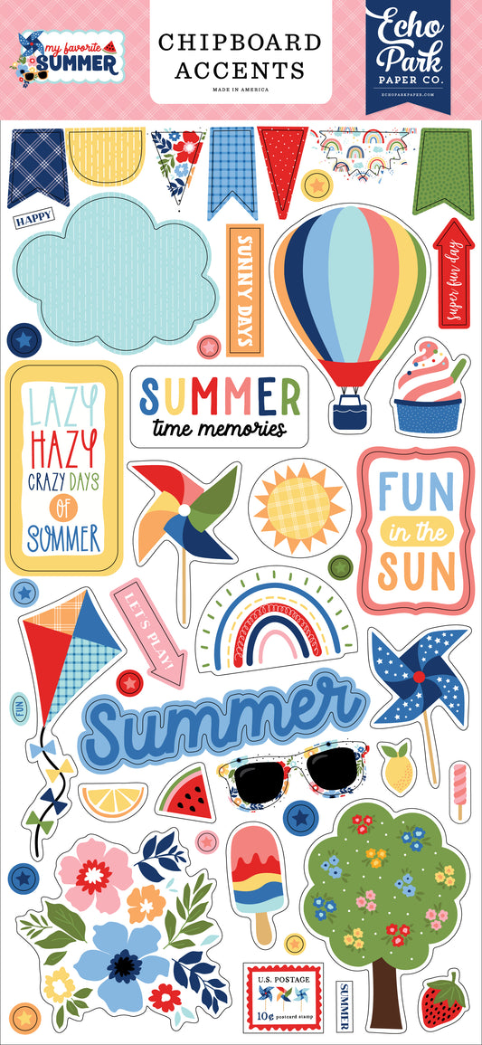 My Favorite Summer 6x13 Chipboard Accents