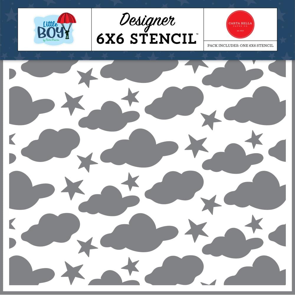 Little Boy stencil - Cool clouds & stars (6x6)