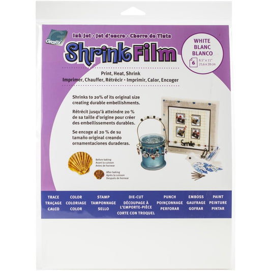 Grafix Ink Jet Shrink Film 8.5” x 11” 6/pkg