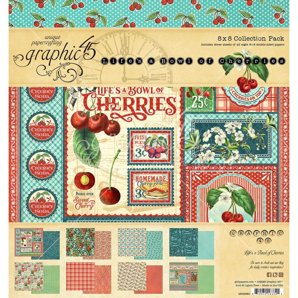 Life’s A Bowl of Cherries - Graphic 45 Paper Pad 8"X8" 24/Pkg
